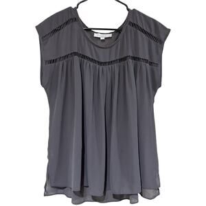 Ann Taylor Loft Blouse - Sheer size L - gray/green